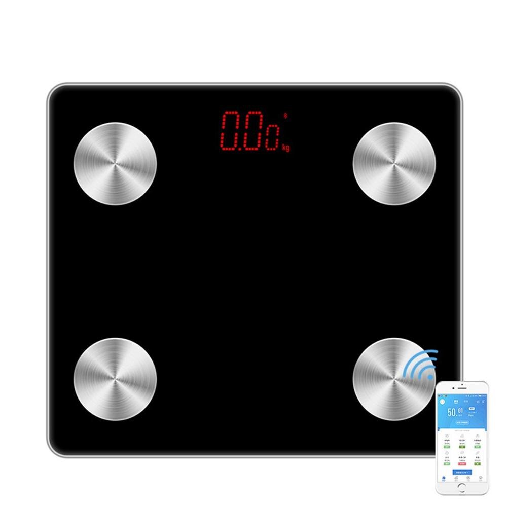 Square Mini Portable Bluetooth Intelligent Body Fat Index Measuring Scale Intelligent Bluetooth body fat scale T@: Black