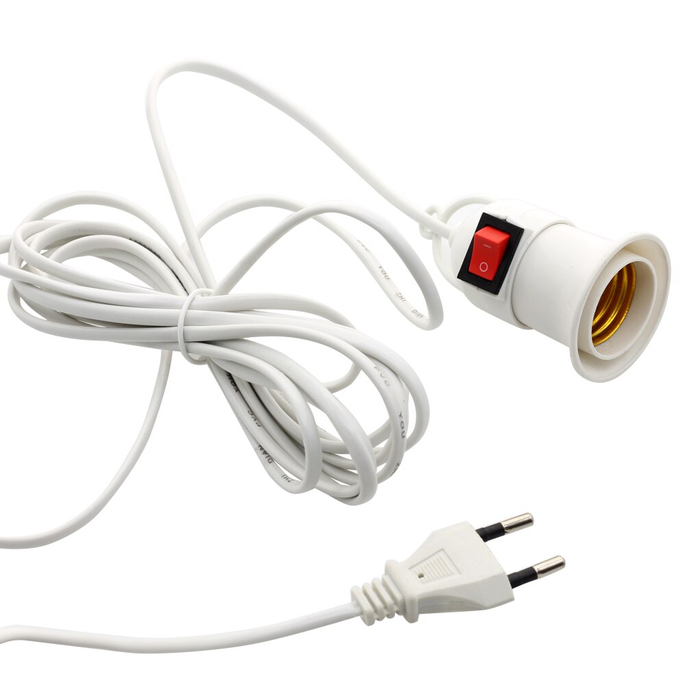 E27 Lamp Base with 4M 8M Power Cord Independent Push Button Switch EU Plug E27 Lamp Holder 220V Screw Socket for Grow Light Bulb
