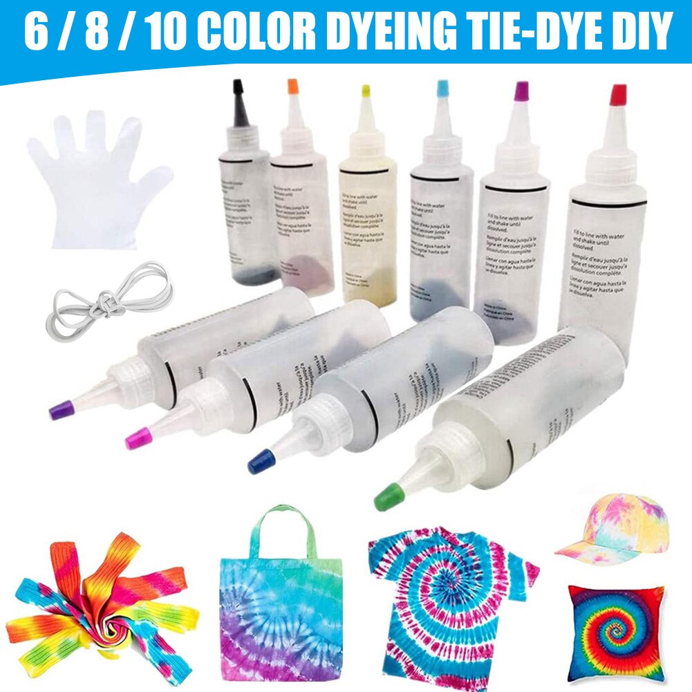 Tie Dye Kits 6/8/10 Colors Tie-Dye Kit Fabric Textile Paints Colorful Tie Dying Sets DIY Handmade Project QP2