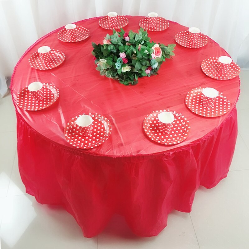 Disposable Table Skirt PEVA Table Skirting Rectangle Desk Skirt Kid Birthday Party Table Cover for Wedding Party Home Decoration