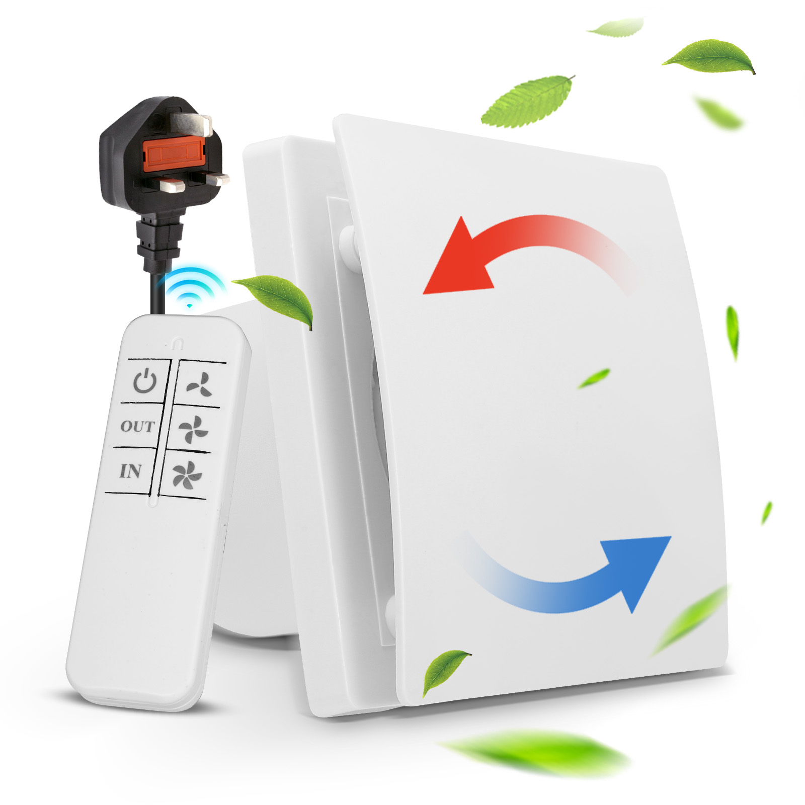 100mm 4" Extractor Fan Bathroom Kitchen Remote Control Two-Way Multifunction Max 5.7W 7 Speeds Silent Timer EU/UK Plug: Burgundy