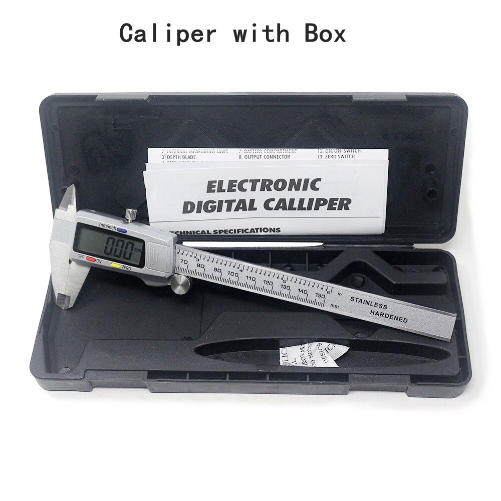 150mm Electronic Digital Metal Caliper 6 Inch Stainless Steel Vernier Caliper Gauge Micrometer Measuring Tool Digital Ruler: Caliper with box