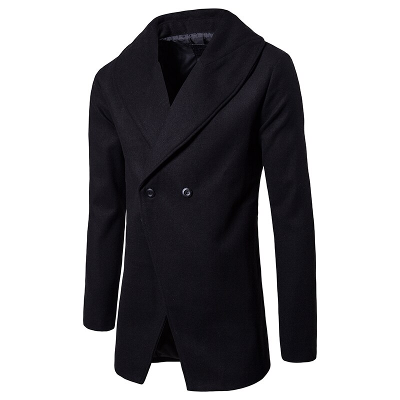 Gabardina larga de lana para hombre, abrigo grueso de , a la , para invierno, novedad