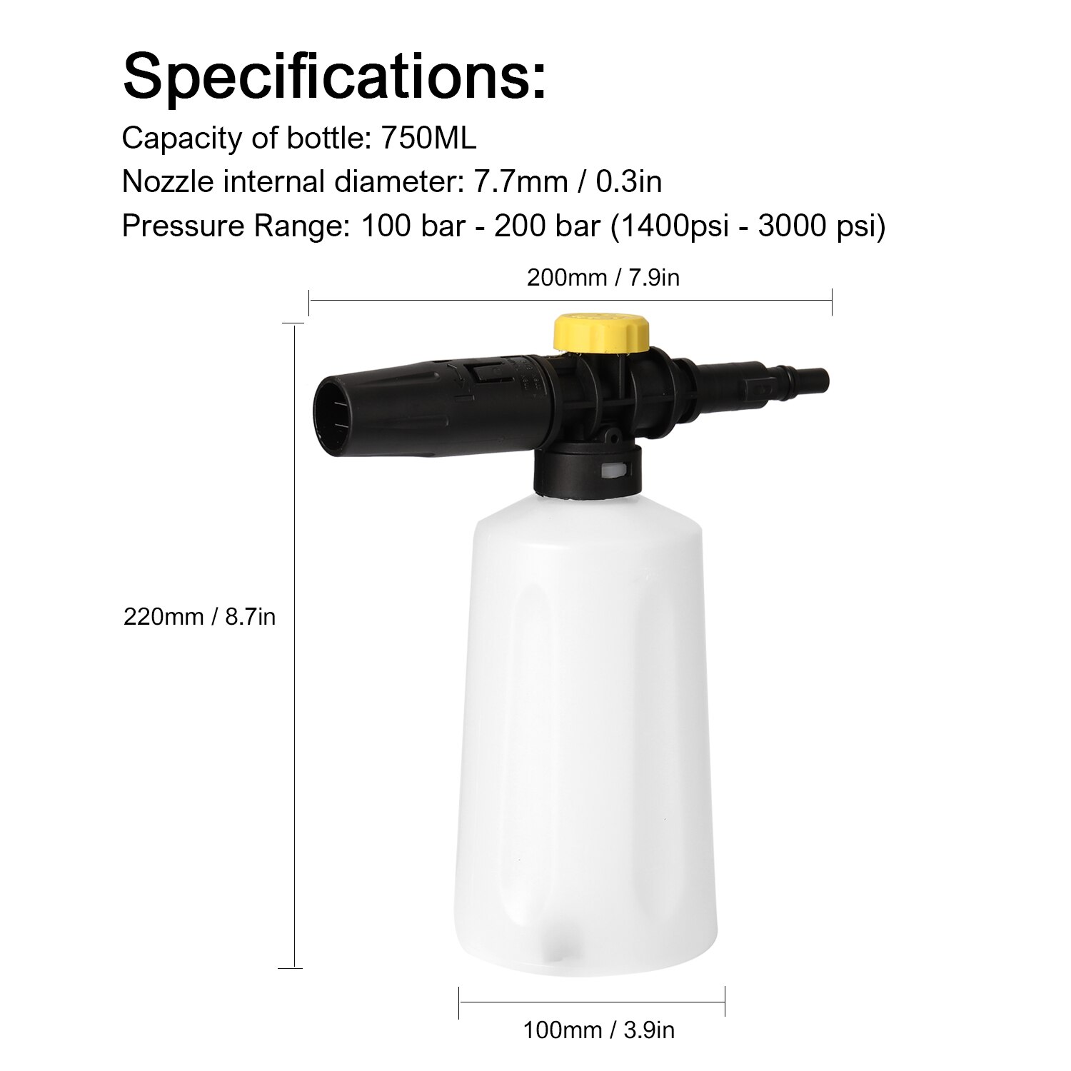 750ML Snow Foam Lance Car Pressure Washers Soap Foam Generator With Adjustable Sprayer Nozzle For BOSCH AQT EA110 UA125