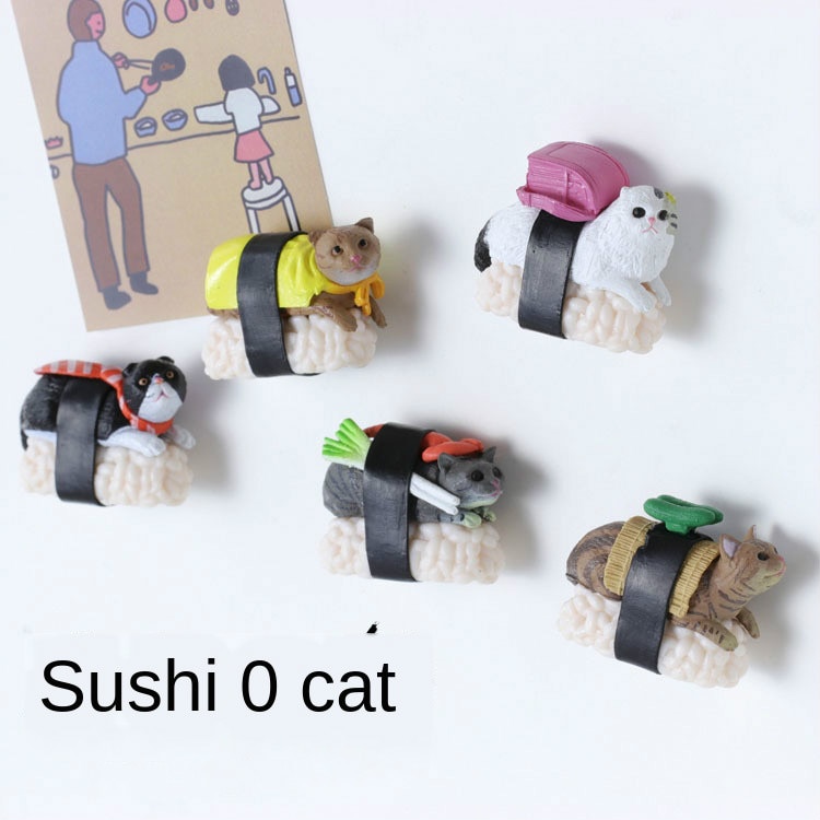 Creatieve Japanse Sushi Kat Koelkast Plakken 3D Dier Magneet Koelkast Woondecoratie Magneet Bericht Magneten