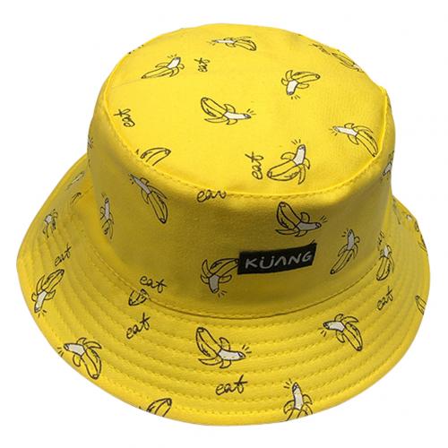 Panama Emmer Hoed Mannen Vrouwen Zomer Emmer Cap Banana Print Gele Hoed Bob Hoed Hip Hop Gorros Vissen Visser Hoed: YELLOW