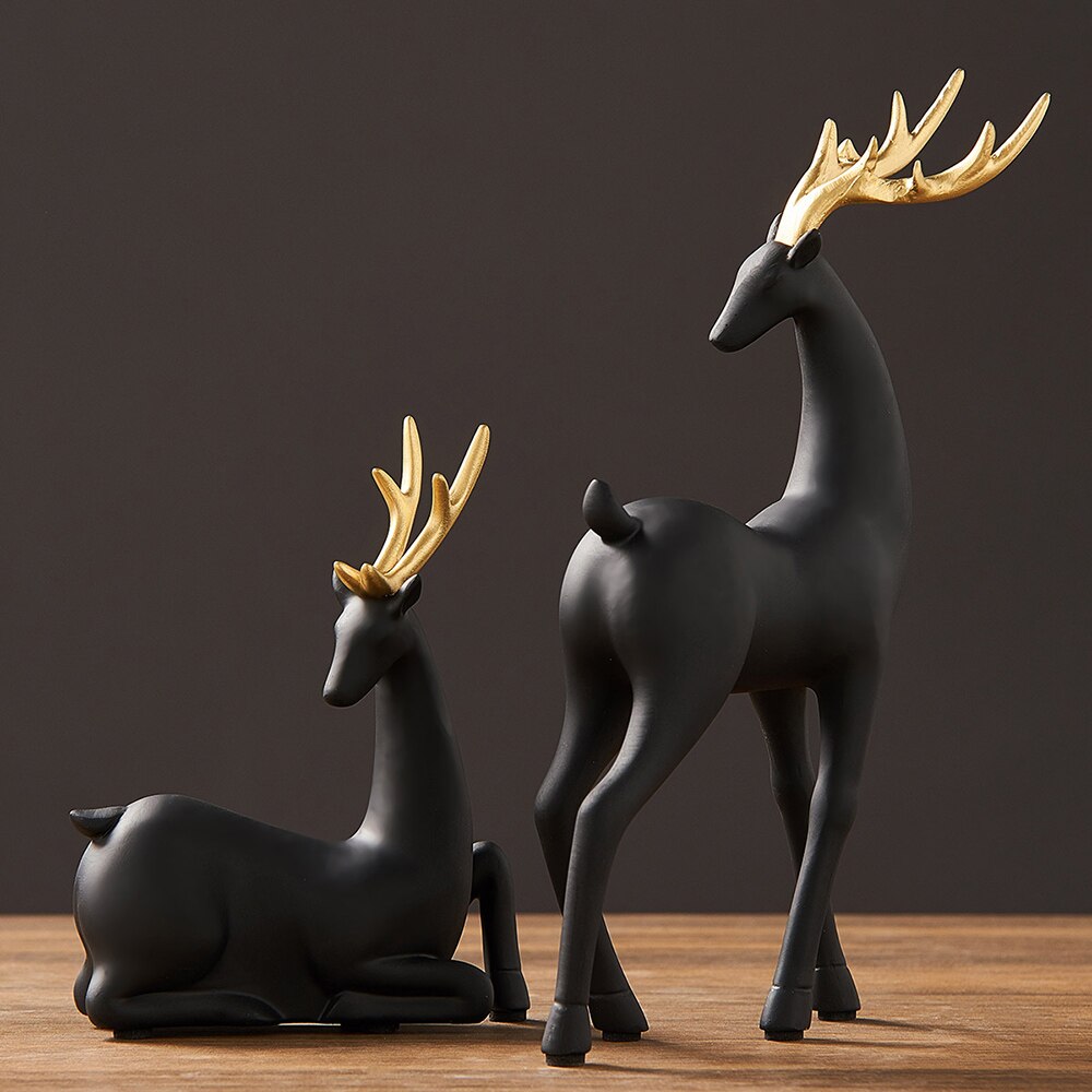 Animal figurines for interior feng shui statues and sculptures Decorative wedding garden deer decor statu figurin resin statu