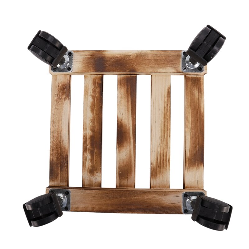 24cm carré plante Pot de fleur plateau amovible avec rouleau poulie roue universelle en bois Pot de fleur Base