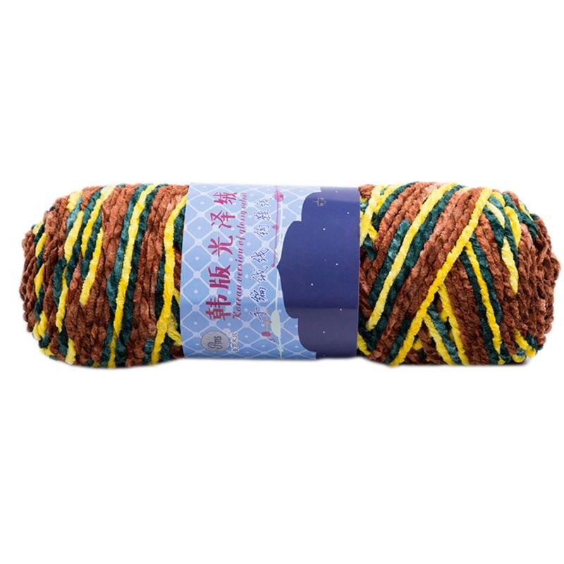200g kamgarn faux akryl regnbågsfärg glänsande stickat garn tjock virktråd a: D
