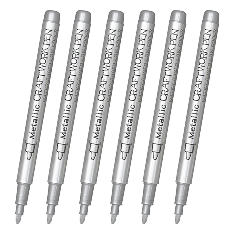 Stylos marqueurs de peinture métallique, brosse, couleur or argent, marqueur d'art Permanent pour artisanat Manga, fournitures de papeterie pour Scrapbooking, 6 pièces: green