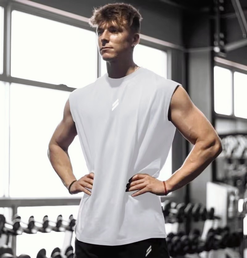 Sommer fitness sport tanktop herre åndbar løs mesh trænings-t-shirt uden ærmer hurtigttørrende vest herre fitnesstøj: Xxl / Hvid