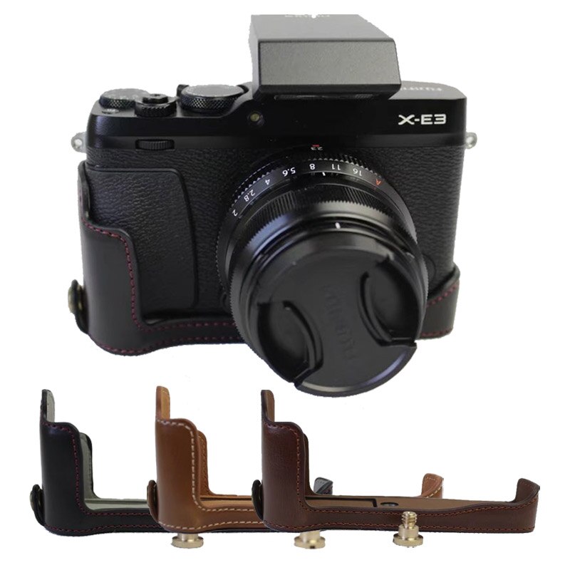 Étui de fond de sac pour appareil photo en cuir PU pour Fujifilm XE3 X-E3, housse demi-corps avec ouverture de batterie