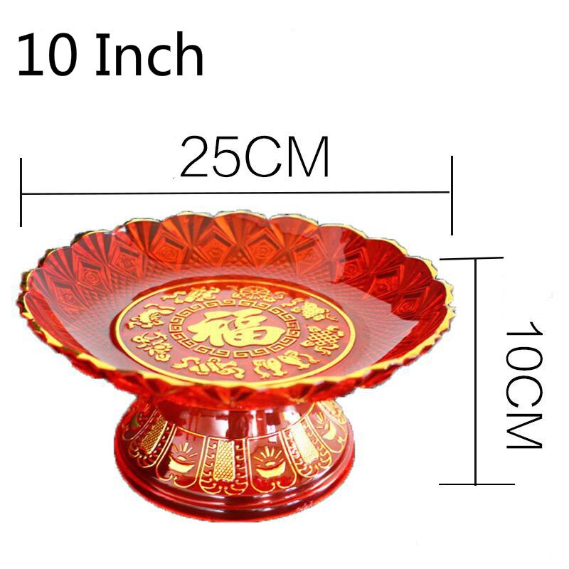 Chinese Karakter &quot;Fu&quot; Crystal Fruit Lade Plastic Lade voor Boeddhistische Boeddhistische Levert Woonkamer Meubels 10 Cm Hoge: 10Inch