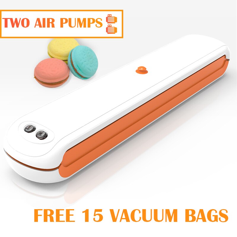Vacuum Sealer Machine With Food Vacuum Bags Packaging For Vacuum Packer Packing For Vacuum Food Sealer Multiple Colour: ORANGE TW0 AIR PUMPS / 220V