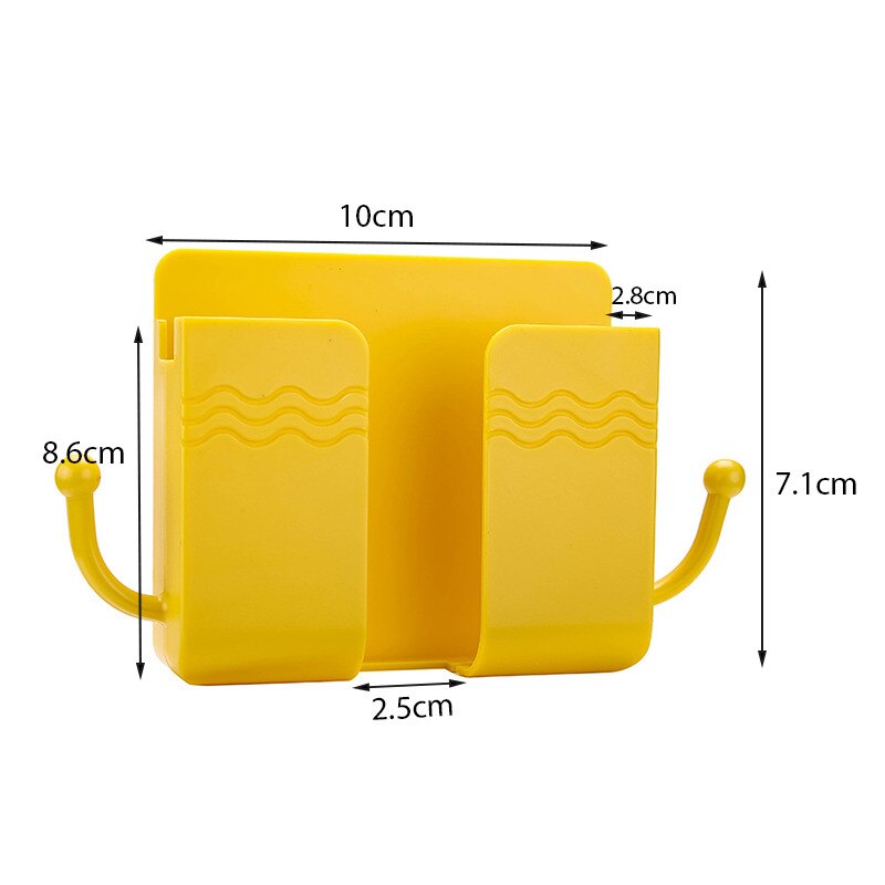 Wall Mounted Storage Box Mobile Phone Plug Holder Stand Rack Remote Control Storage Organizer Case For Air Conditioner TV: 2-yellow