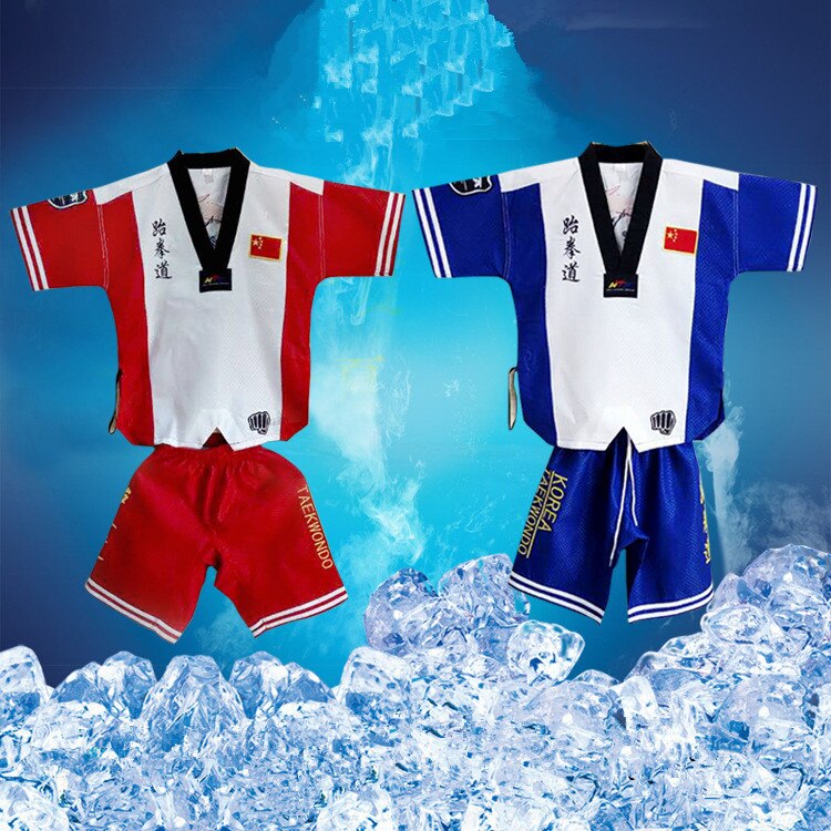 Taekwondo dobok tkd bomuld og bambus fiber uniform itf serie børn børn taekwondo langærmet tøj  t10