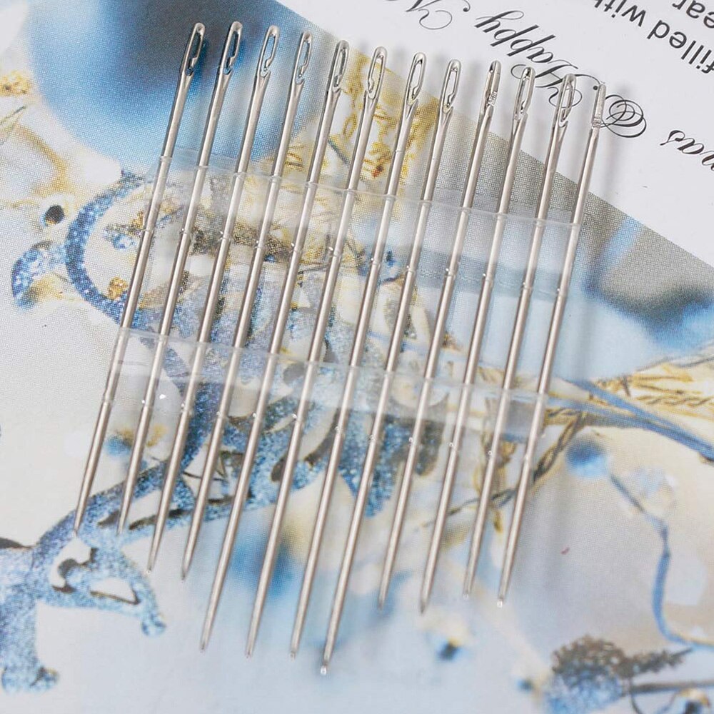 12Pcs/set Elderly Stainless Steel Needle-side Hole Blind Needle Household Sewing Hand Sewing Needles Threading Apparel Sewing