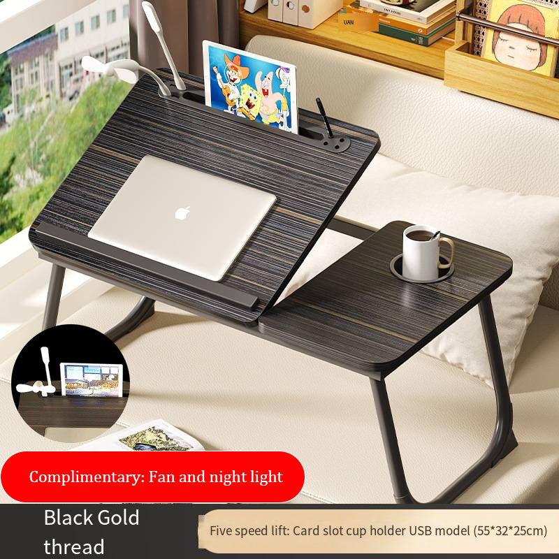 Laptopbord för säng eller soffa, knäbord, skrivbord för att arbeta i sängen, skrivbord för hemmakontor, frukostbricka, skrivbord med mugghållare: Djup lila