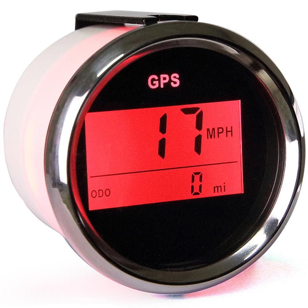 1pc 0-999 knop mph km/h marina gps hastighetsmätare 52mm automatiska digitala vägmätare sog svarta hastighetsindikatorer med röd bakgrundsbelysning 9-32v