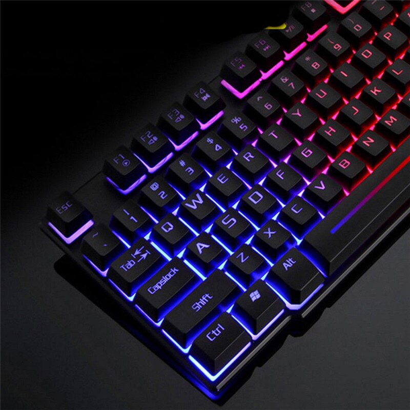 Wired LED Backlit Multimedia Ergonomic Usb Gaming Keyboard Mouse Combo Illuminated Optical Gamer Mouse Sets + Mouse Pad