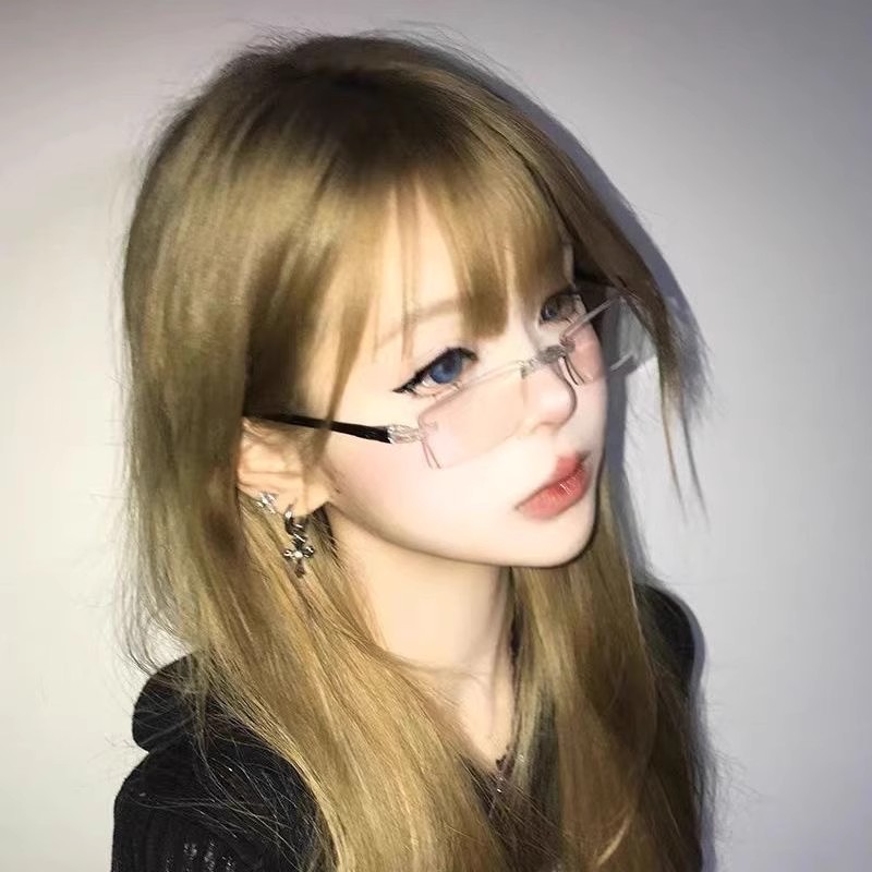 Square Rimless Anti-Blue Light Glasses Women Men Summer Silver Frame Optical Spectacle Eyeglasses Computer Reading Eyewear: MULTI