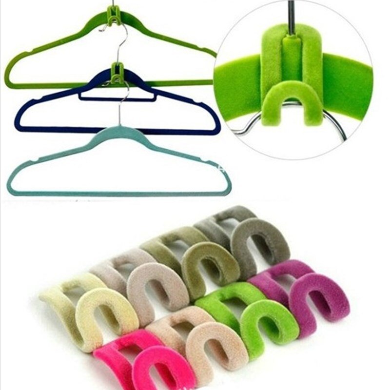 Juego de 10 unidades de ganchos colgantes mágicos de flocado para colgar ropa, accesorios, estante multifuncional, organizador de ropa, almacenamiento para el hogar: Default Title