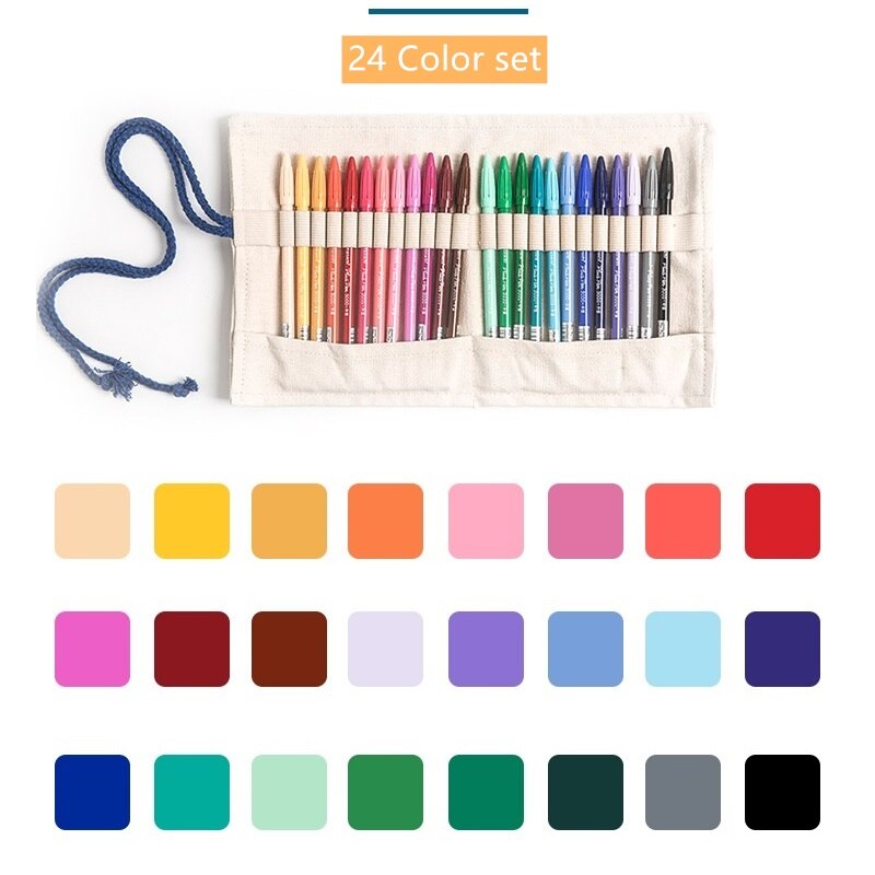 Monami gel pen sæt 12 24 36 vandfarve mikron fiber penne skrivning tegning skitsepapir kontor skole skoleartikler  a6261: 24 farver i taske