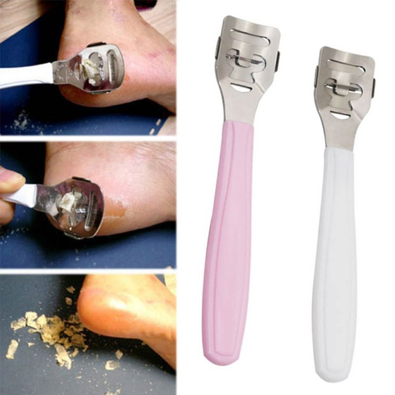 Rustfrit stål callus majs hård hudfjerner plasthåndtag fod rasp hælfil scrubber pedicure negleplejeværktøj