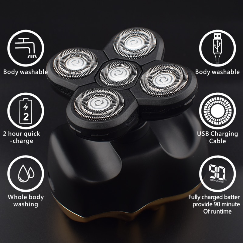 Waterproof 6 In 1 Shaver Skull Shaver Electric Razor USB Rechargeable Trimmer For Men Floating Heads Beard Trimmer Halloween