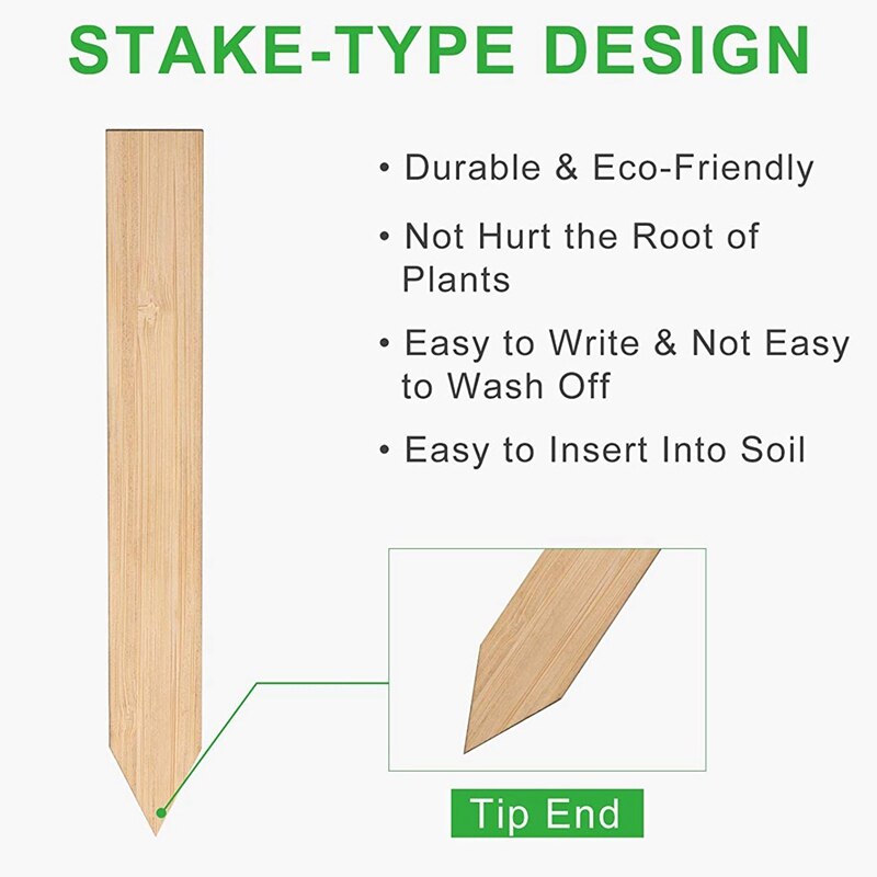 60 verpakkingen van  of 6 x 0.8 inch plantenlabels van bamboe voor de tuin, kwekerij of bloemen, groenten, zaailingen en zaden