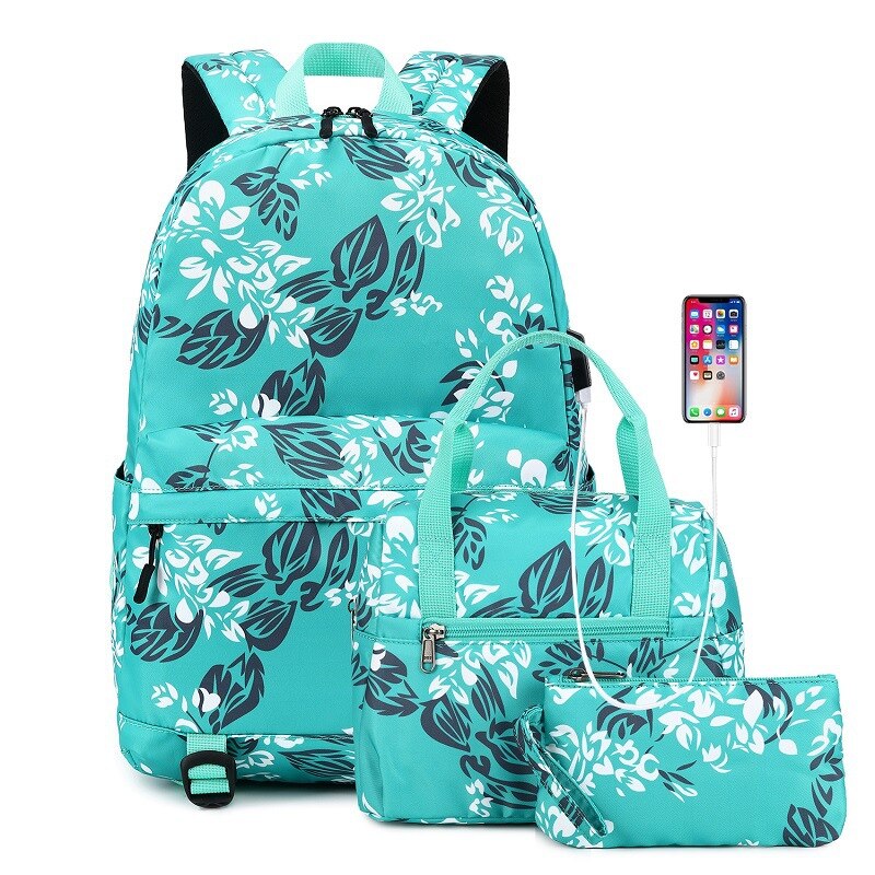 Sac à dos d'école pour adolescent, ensemble de sacs légers à la pour filles et femmes, sac de collège adapté à un sac d'ordinateur de 14 pouces