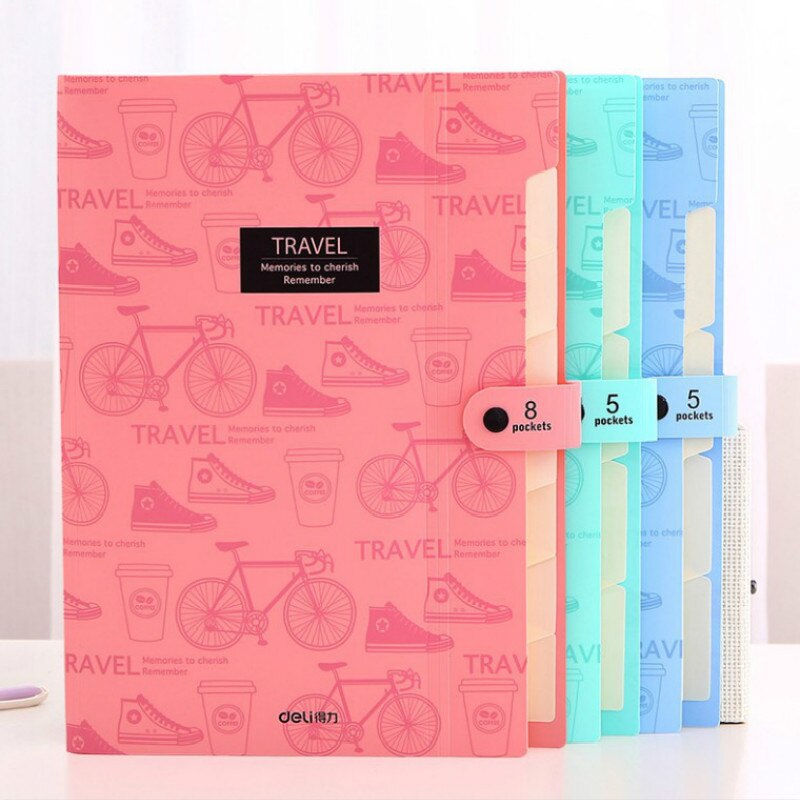 Colorful File Folder A4 Multi-layer storage bag File folder with button School & Office supplies 8 pockets Expanding Wallet