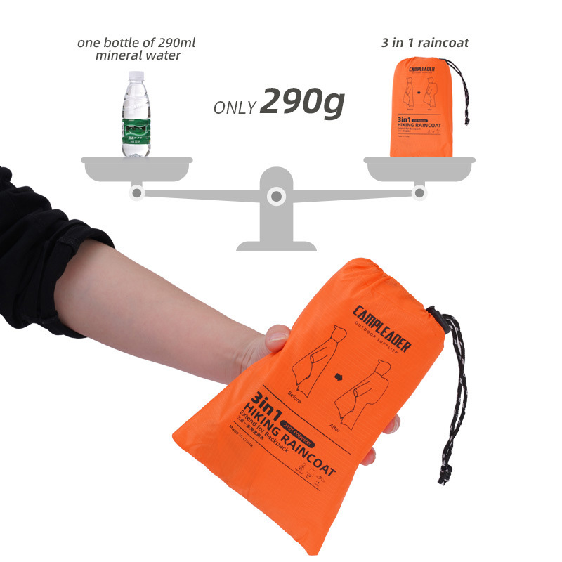 Chubasquero impermeable 3 en 1, Poncho ligero para senderismo al aire libre, chaqueta para la lluvia, cubierta para refugio solar, Camping, senderismo, ciclismo y escalada
