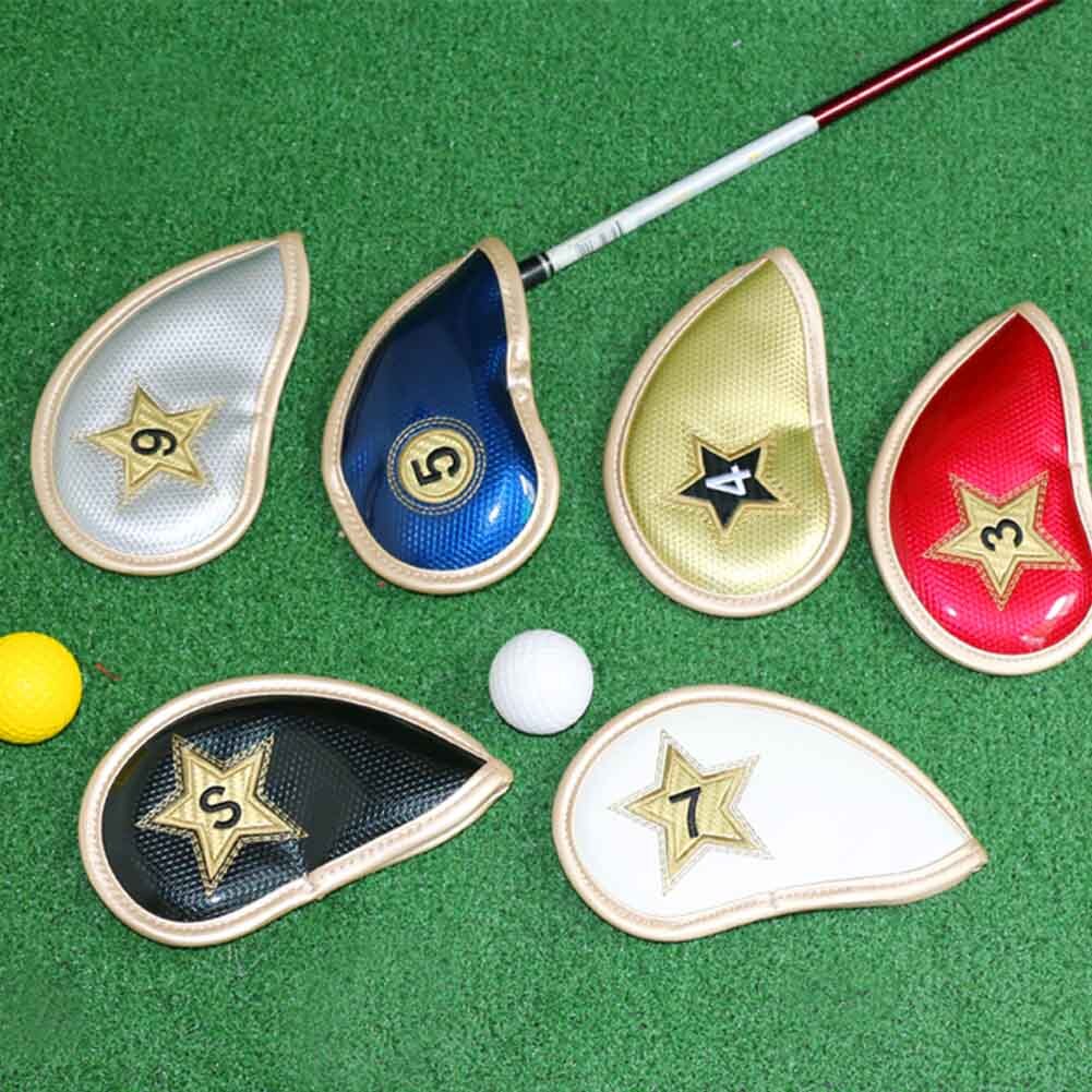 10pcs/set Soft For Club Training Aids Waterproof Durable Protective Case Golf Iron Head Covers PU Leather Portable