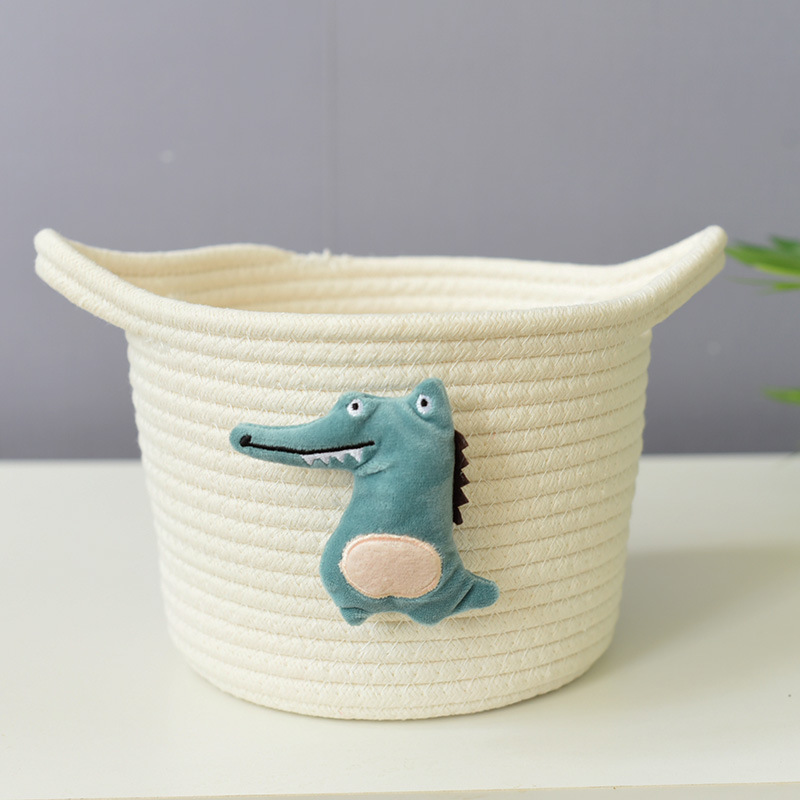 Krokodil Opslag Mand, Katoenen Touw Opslag Mand Opbergdoos Weven, Geweven Bloem Mand Katoenen Draad: 1