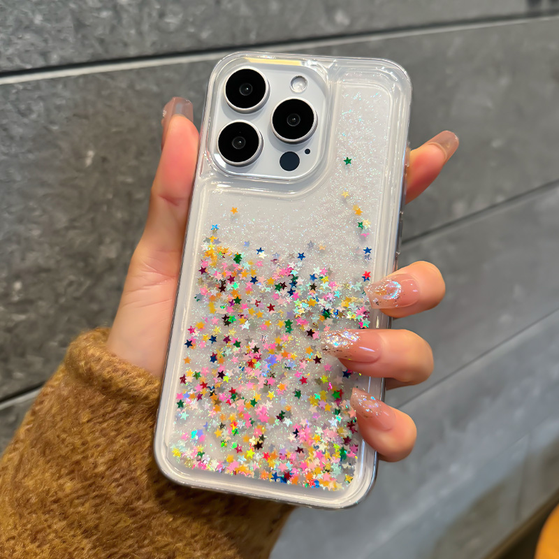 Glitter stjerne kjærlighet kvikksand deksel til iphone 16 15 14 pro max luksuriøst telefondeksel mykt klart destellos move arena fundaskjell jente: For iphone 13 pro (6.1 ") / Svart