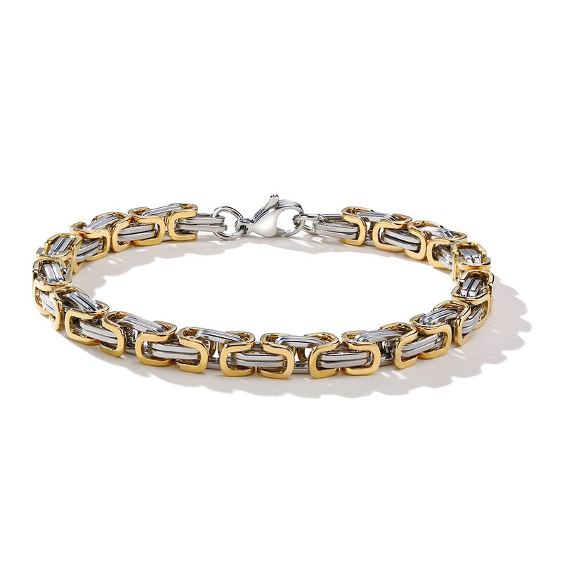 Acier inoxydable avec lien byzantin et BRACELET à chaîne pour homme