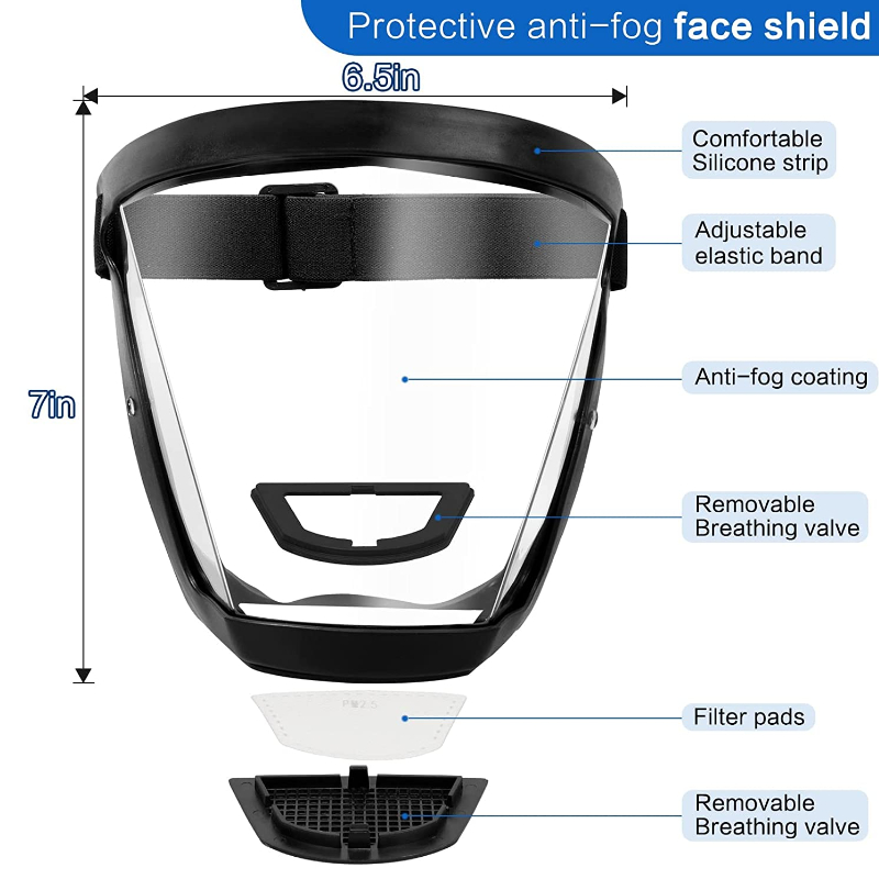 Work Protection Mask Full Face Shield Protection Face Cover Reusable Kitchen Splash Protection Mask Anti-fog Windproof Mask