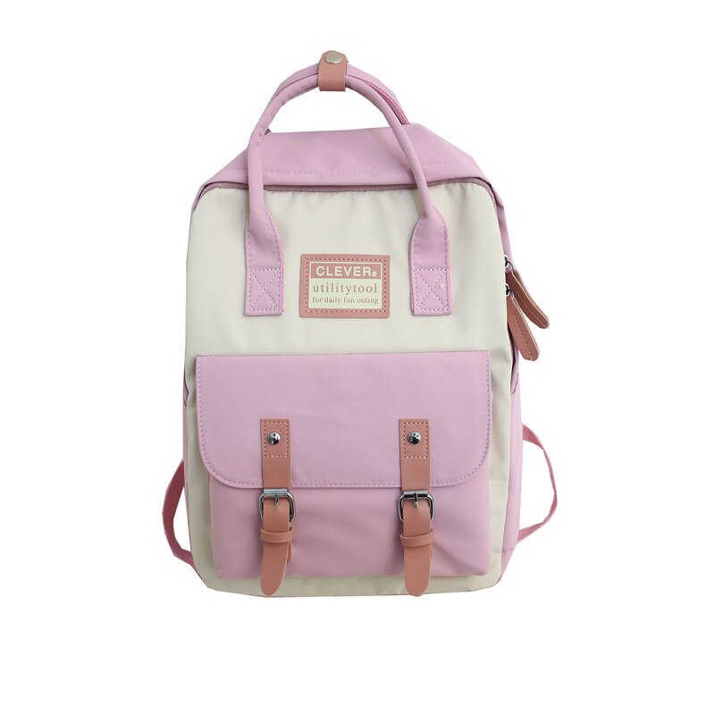 DIGERUI – sac à dos en Nylon pour femmes, couleur bonbon, sacs d'école imperméables pour adolescentes, sac à dos en Patchwork, Mochila: Rose