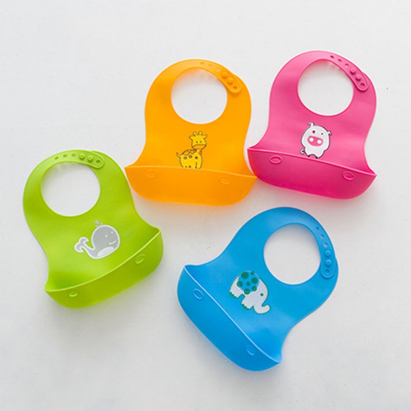 Baby Bibs Cartoon Prints Kids Silicon Bib Child Adjustable Waterproof Bibs Baby Feeding Tools