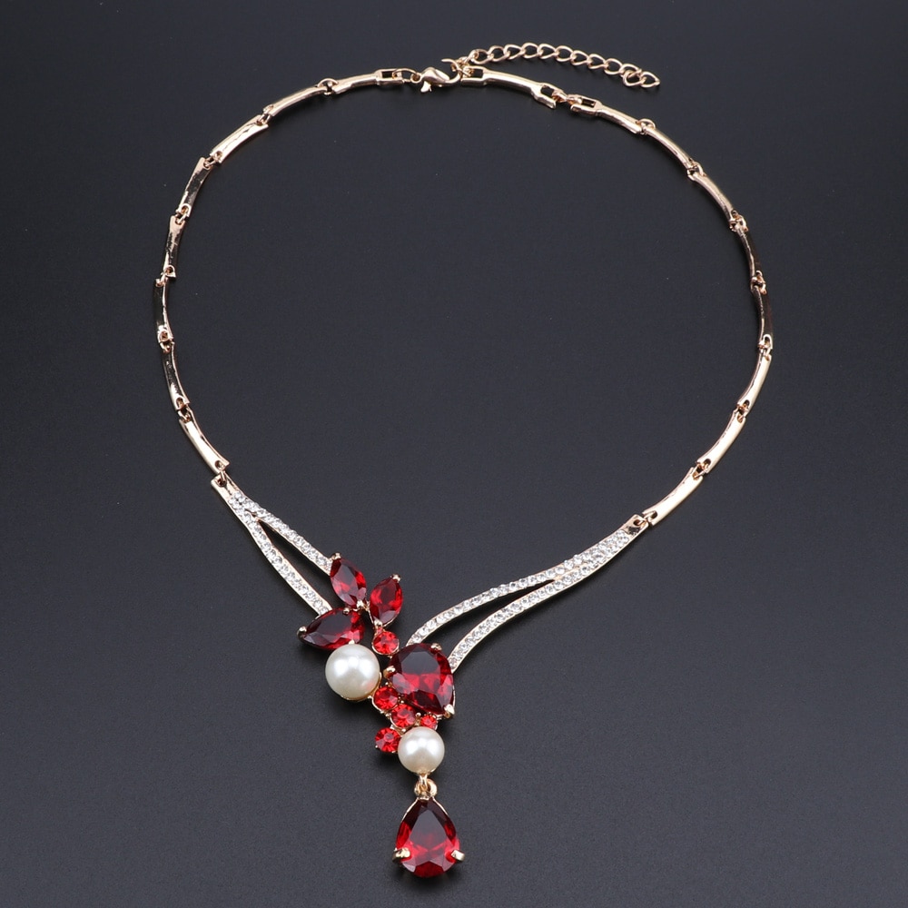 Bruidssieradenset met kristallen ketting en oorbellen, klassieke waterset voor dames, trouwsieraden