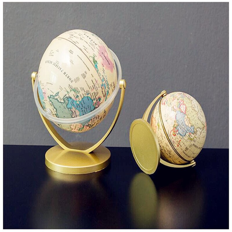 13cm Retro Globe 360 Rotating Earth World Ocean Map Ball Antique Desktop Geography Learning Education Home School Decoration