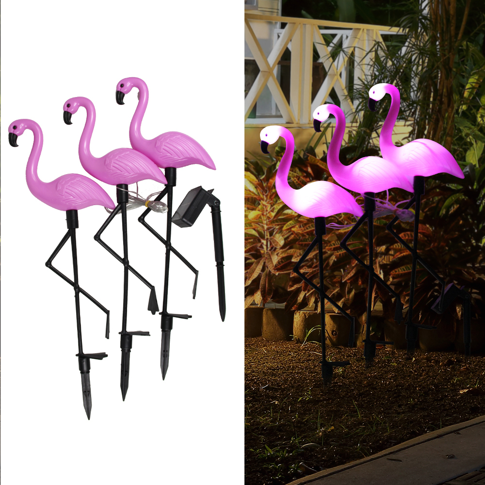 Solcelledrevet flamingo lys havepynt udendørs vandtæt græsplænelampe landskab havelys terrasse gangsti dekoration festartikler: Rose