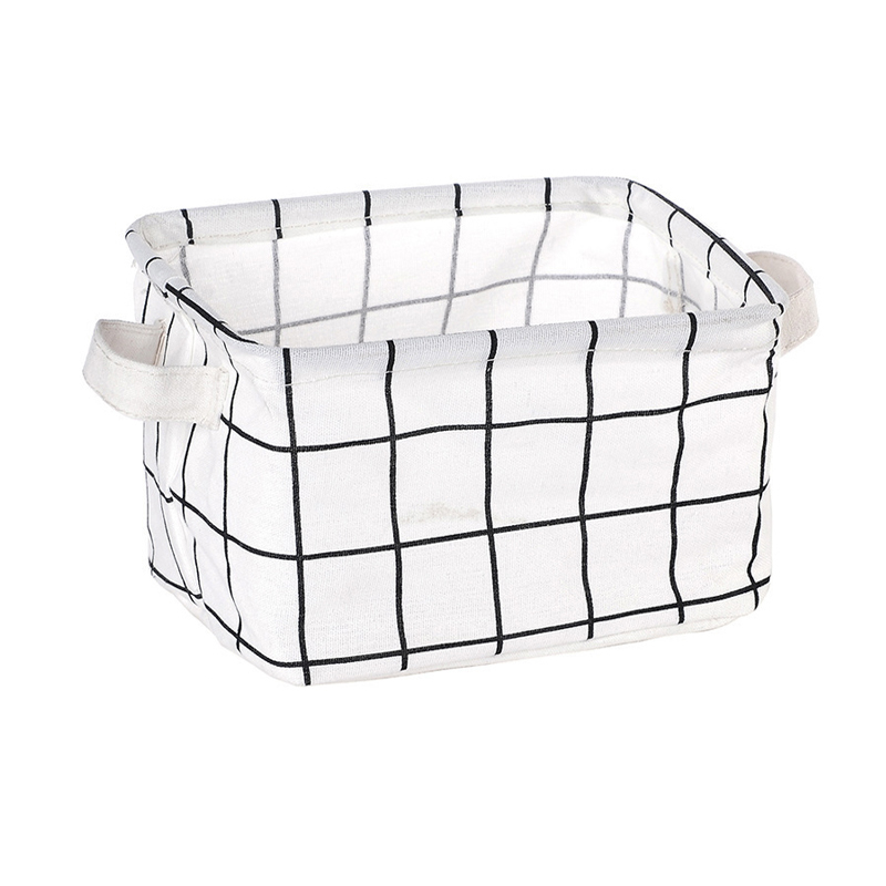 Foldable Canvas Storage Basket With Handle Cosmetic Toy Organizer Underwear Socks Clothes Storagebag Office Stationery Organizer: VIOLET/紫罗兰