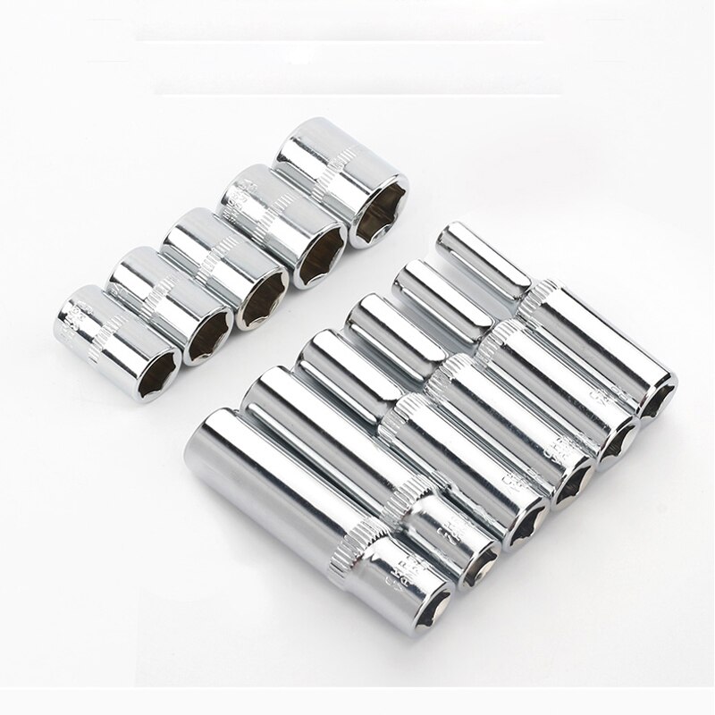 1/4" Drive Inch Hex Socket Wrench Head 25mm/50mm Long 6 Point Socket Set 4-14mm Nut Driver Wrench Ratchets Extension Socket Bar