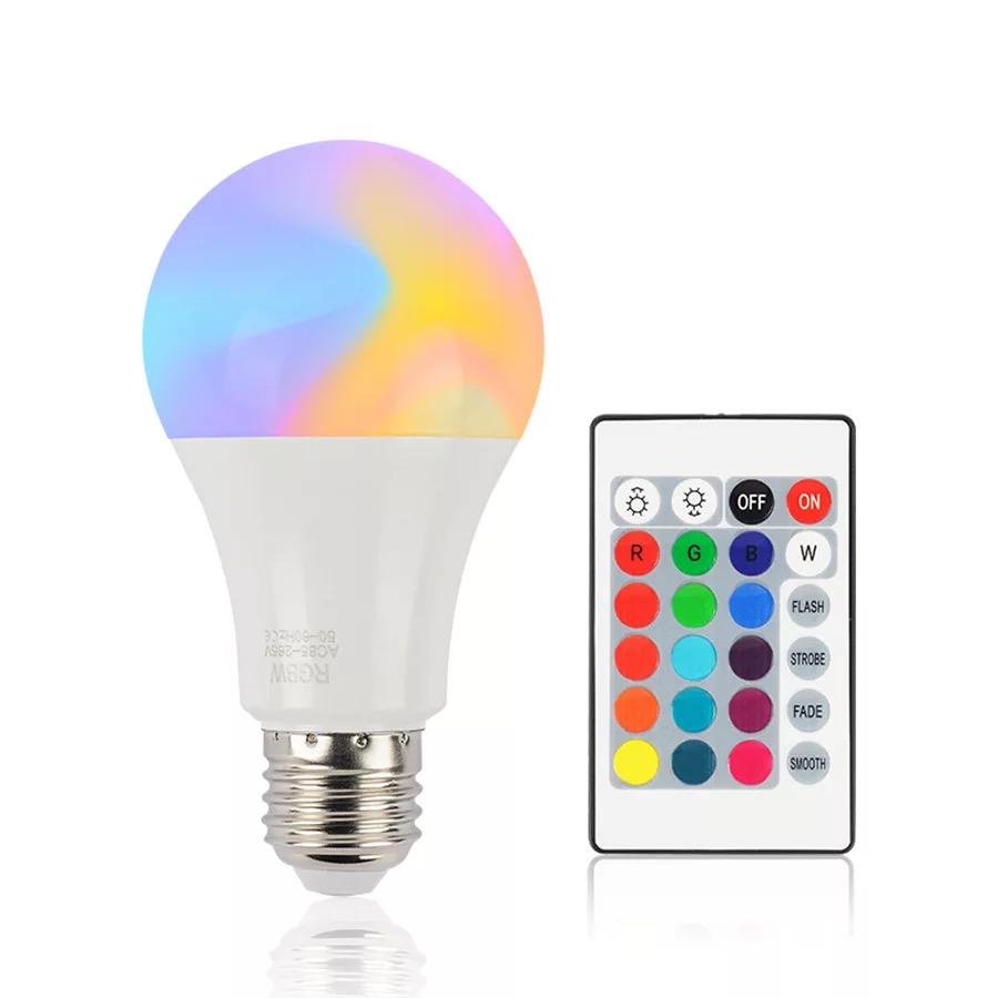 110V 220V E27 16-color RGB LED lamp 10W RGB kleur veranderende variabele infrarood kleurrijke RGBW LED met infrarood afstandsbediening
