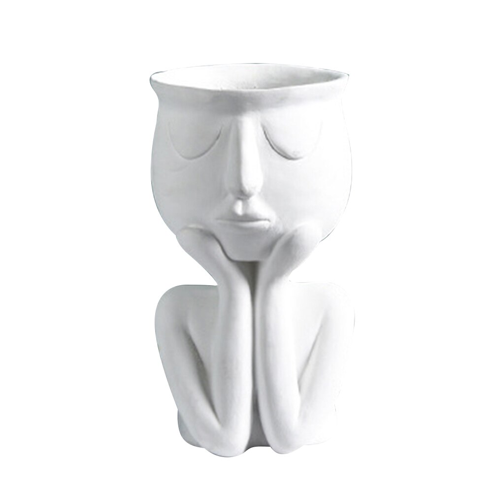 Nordisk minimalistisk keramisk abstrakt vase tænk ansigt display værelse dekorativ figue håndværk hovedform vase: Hvid