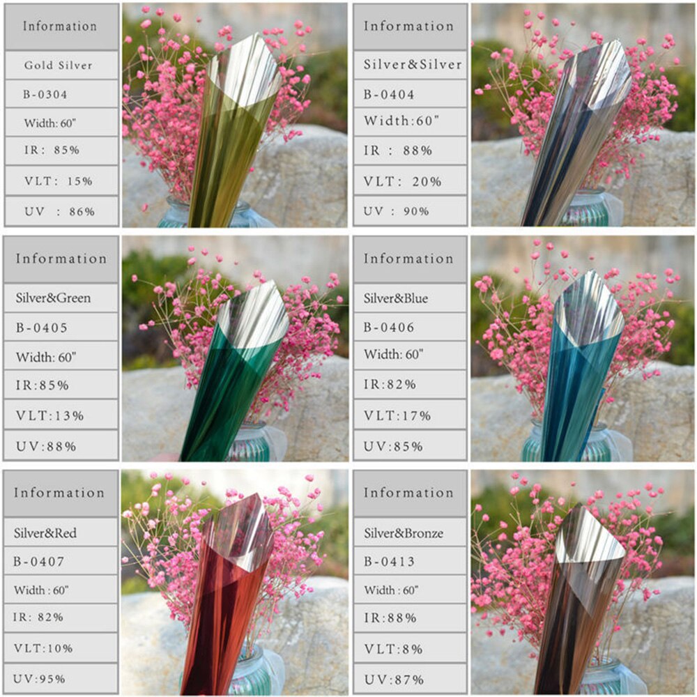 Red&Silver One Way Mirror Solar Tint Building Glass Sticker Reflective Window Film Anti-UV Heat control privacy protection film