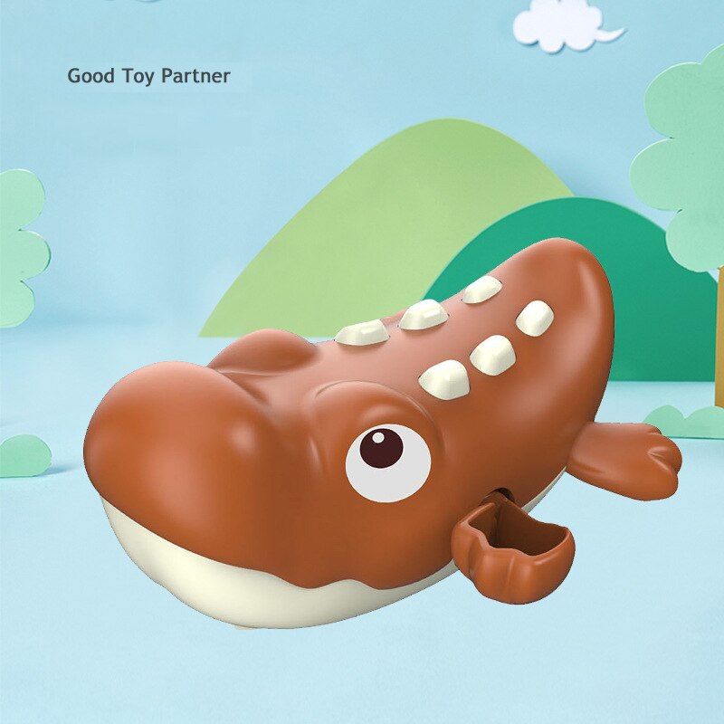 Summer Baby Bath Toys For Kids Boys And Girls Cute Animal Bear Shark Crocodile Clockwork Swimming Water Toys For Bathroom Beach: Crocodile-ST334M