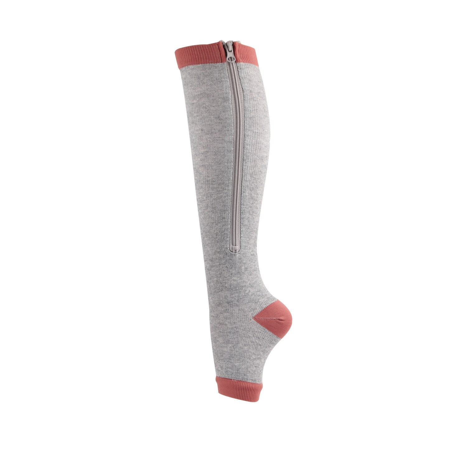 HYSAIXIA Calzini a compressione Calzini compressivi a pressione per polpaccio con cerniera Open-toe Tinta unita Uomo Donna Non coprire le dita dei piedi Calzini con zip: XXL / Grigio